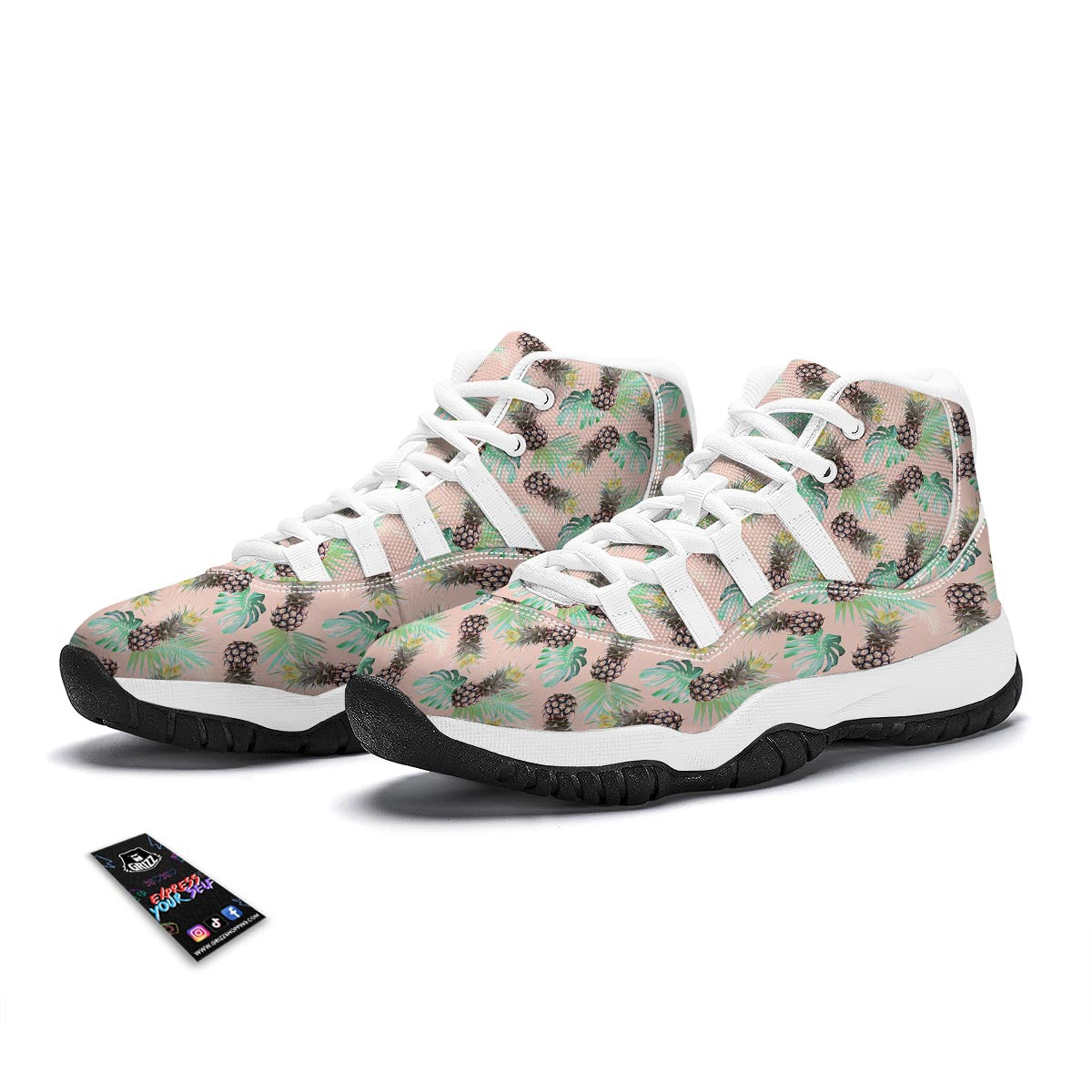 Pink Pastel Pineapple White Bball Shoes-grizzshop