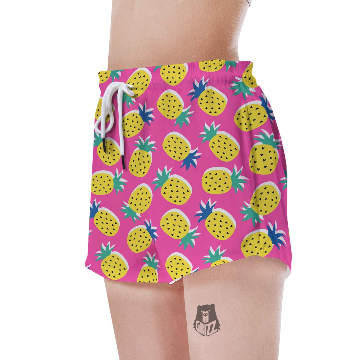 Pink Pineapple Print Women's Shorts-grizzshop