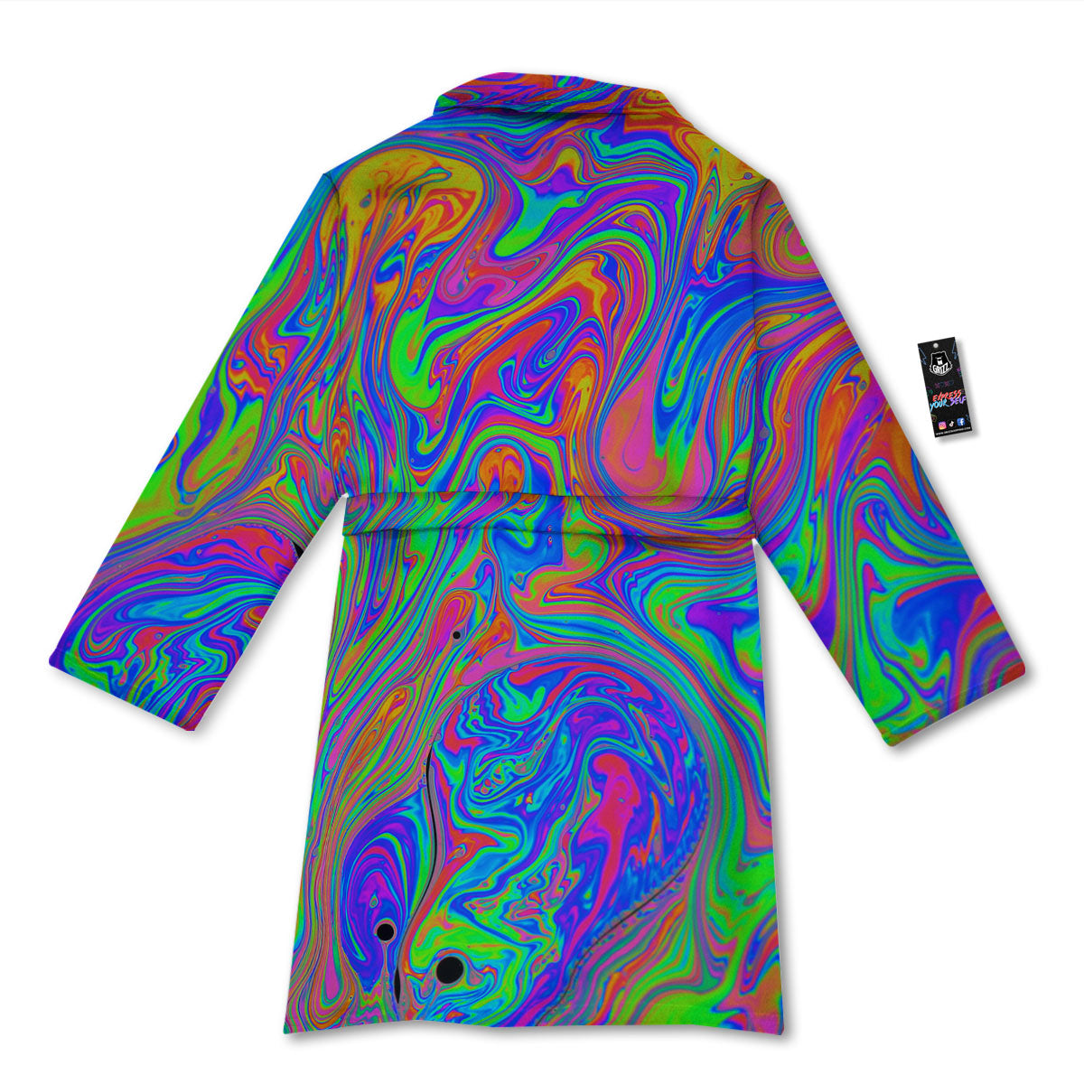 Pink Psychedelic Trippy Neon Green Print Bathrobe-grizzshop