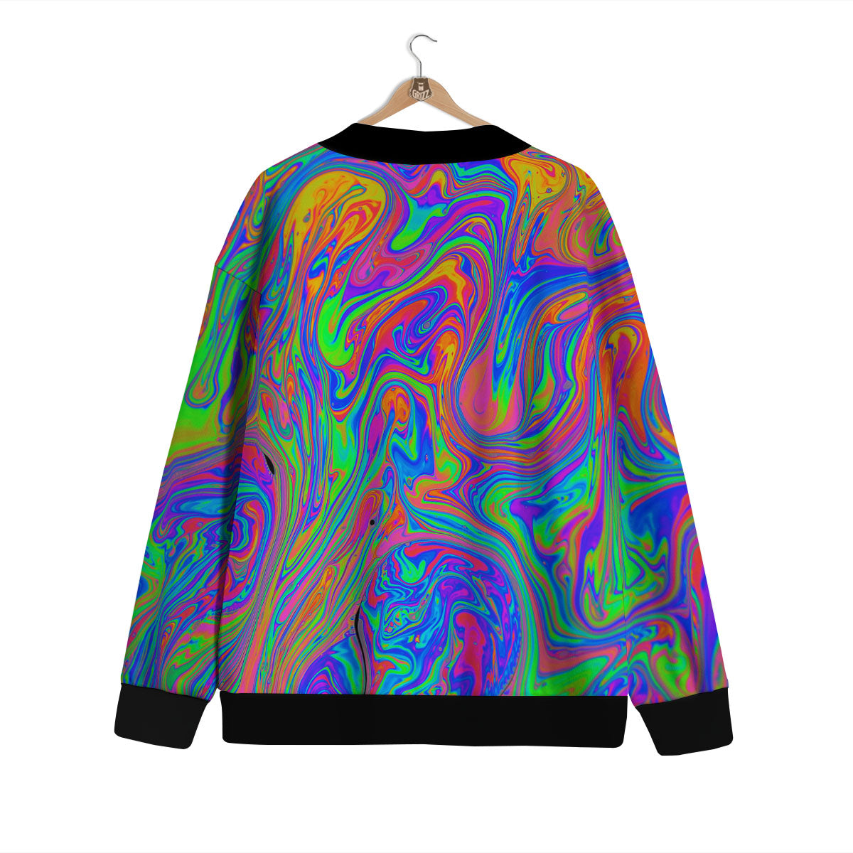 Pink Psychedelic Trippy Neon Green Print Cardigan-grizzshop