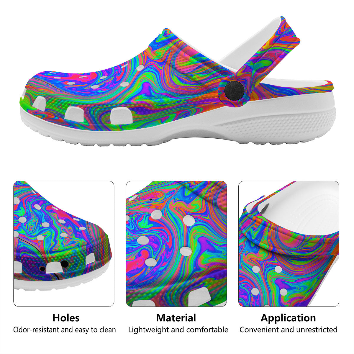 Pink Psychedelic Trippy Neon Green Print Clog-grizzshop
