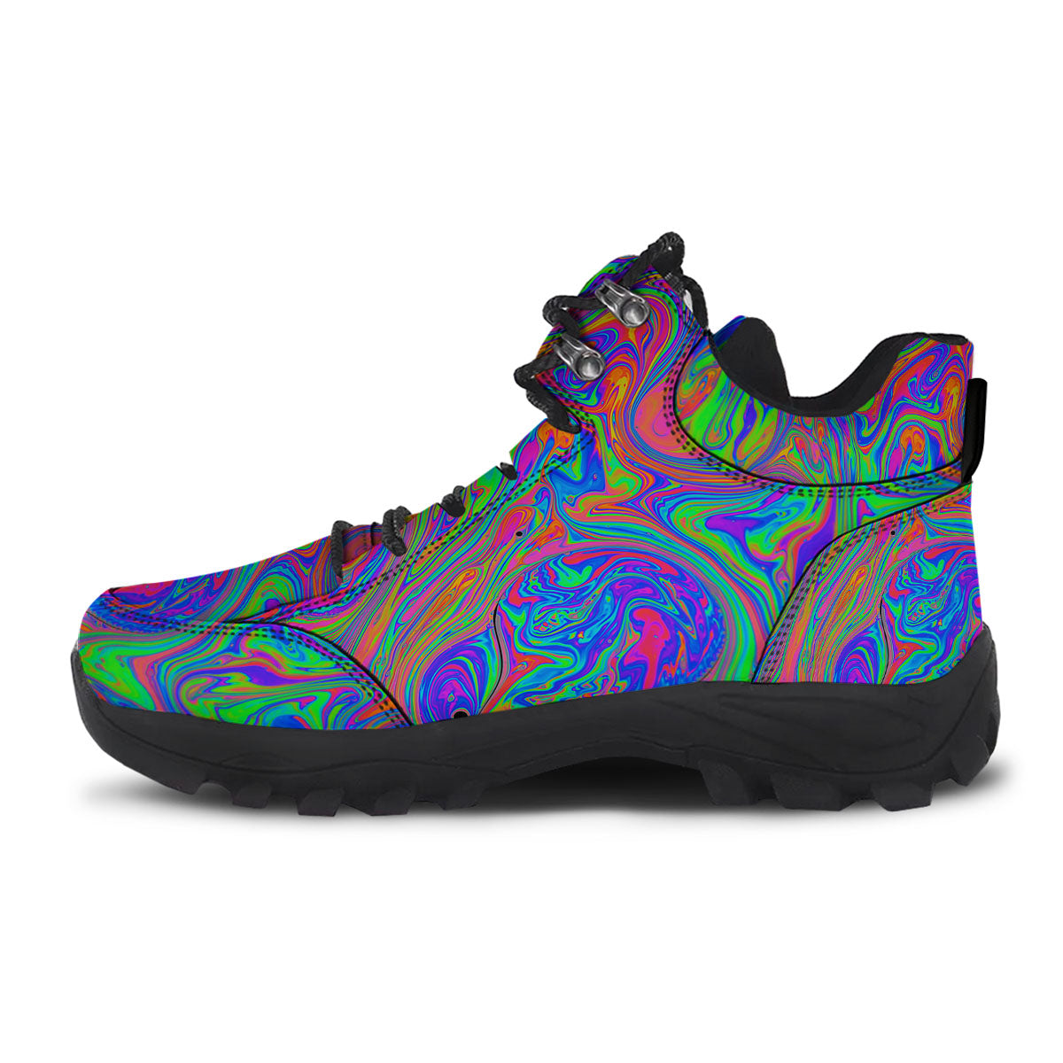 Pink Psychedelic Trippy Neon Green Print Hiking Shoes-grizzshop