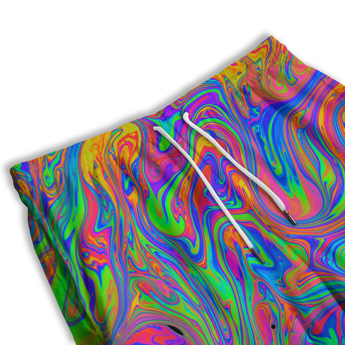 Pink Psychedelic Trippy Neon Green Print Men's Athletic Shorts