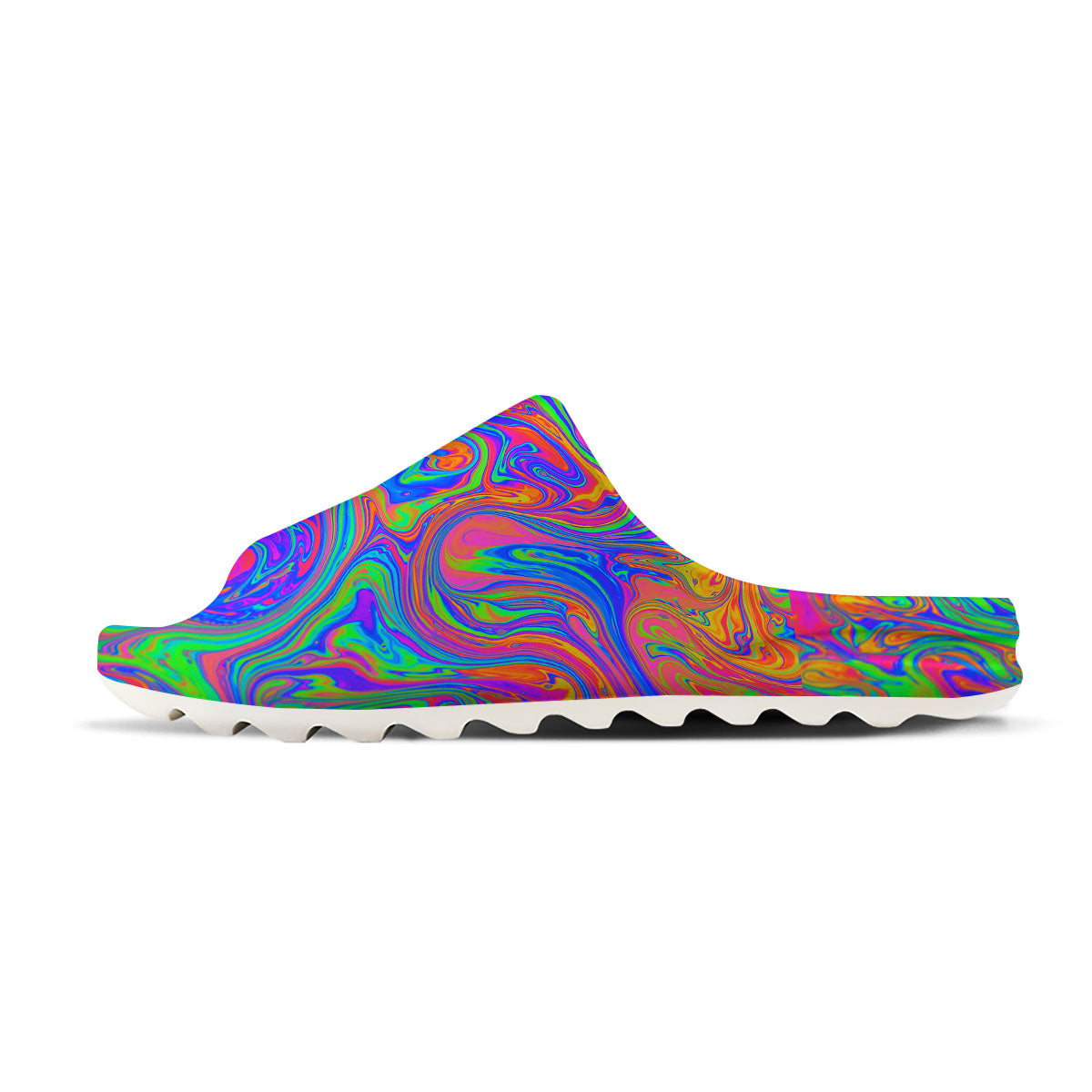 Pink Psychedelic Trippy Neon Green Print Sandals-grizzshop
