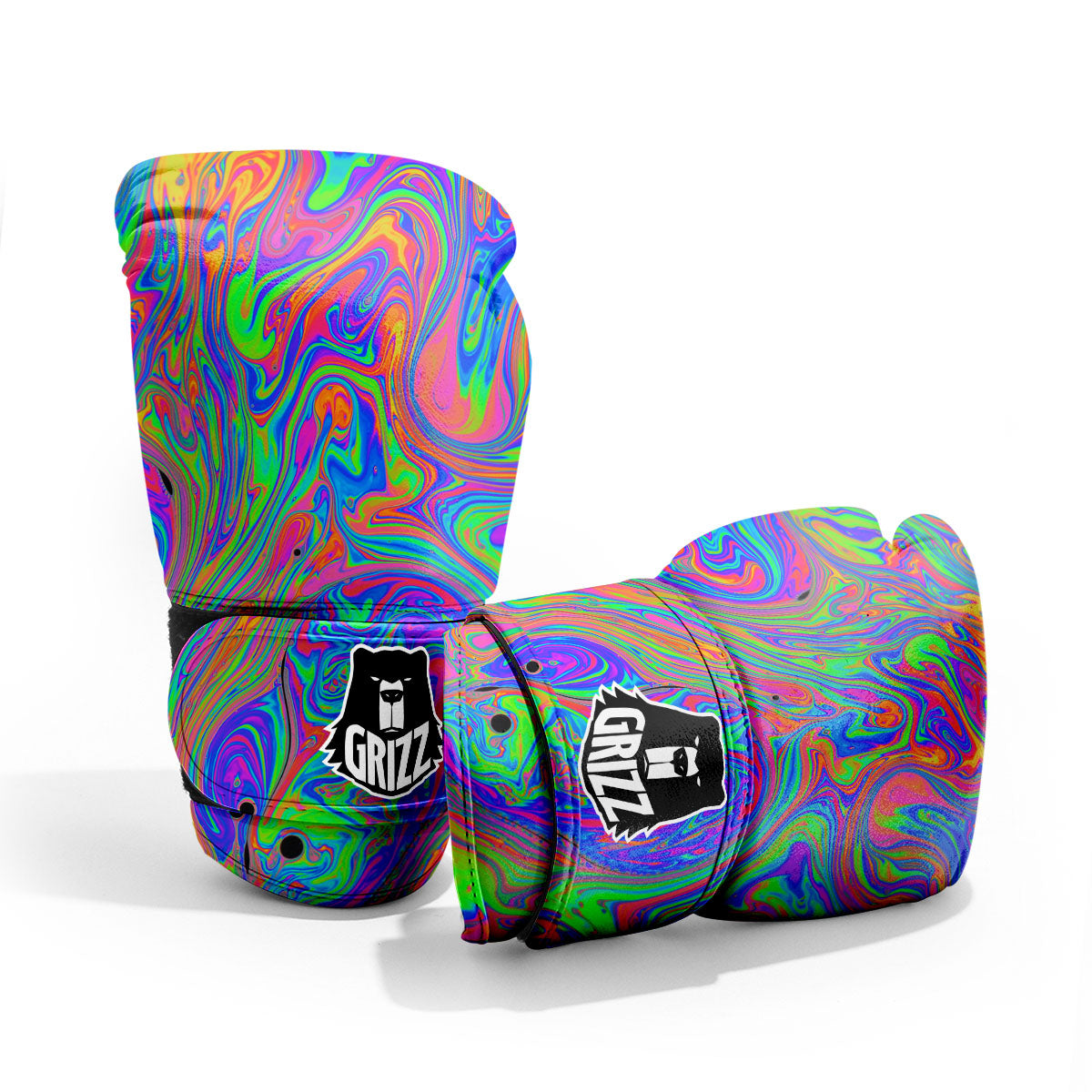 Pink Psychedelic Trippy Neon Green Print Pro Boxing Glove