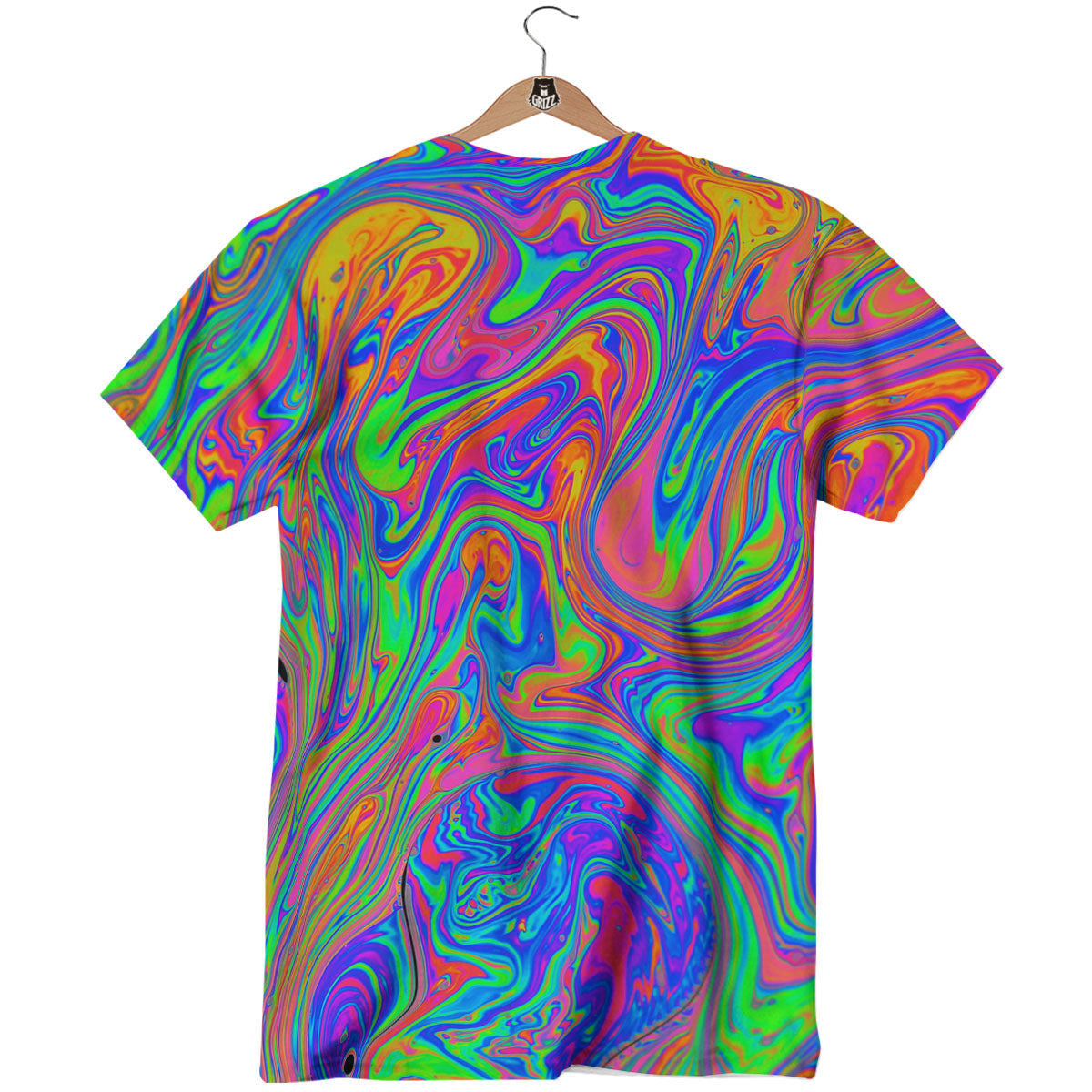 Pink Psychedelic Trippy Neon Green Print T-Shirt-grizzshop