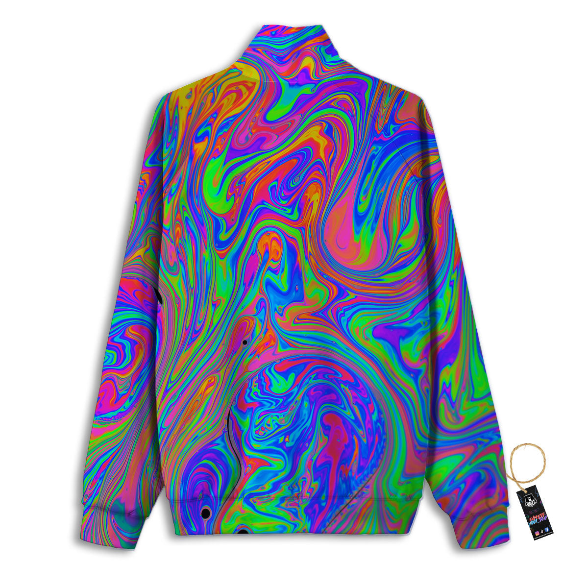 Pink Psychedelic Trippy Neon Green Print Track Jacket-grizzshop