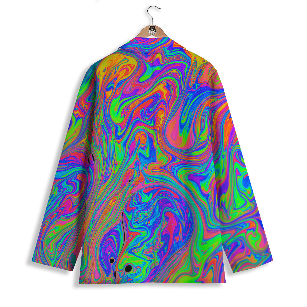 Pink Psychedelic Trippy Neon Green Print Women's Blazer-grizzshop