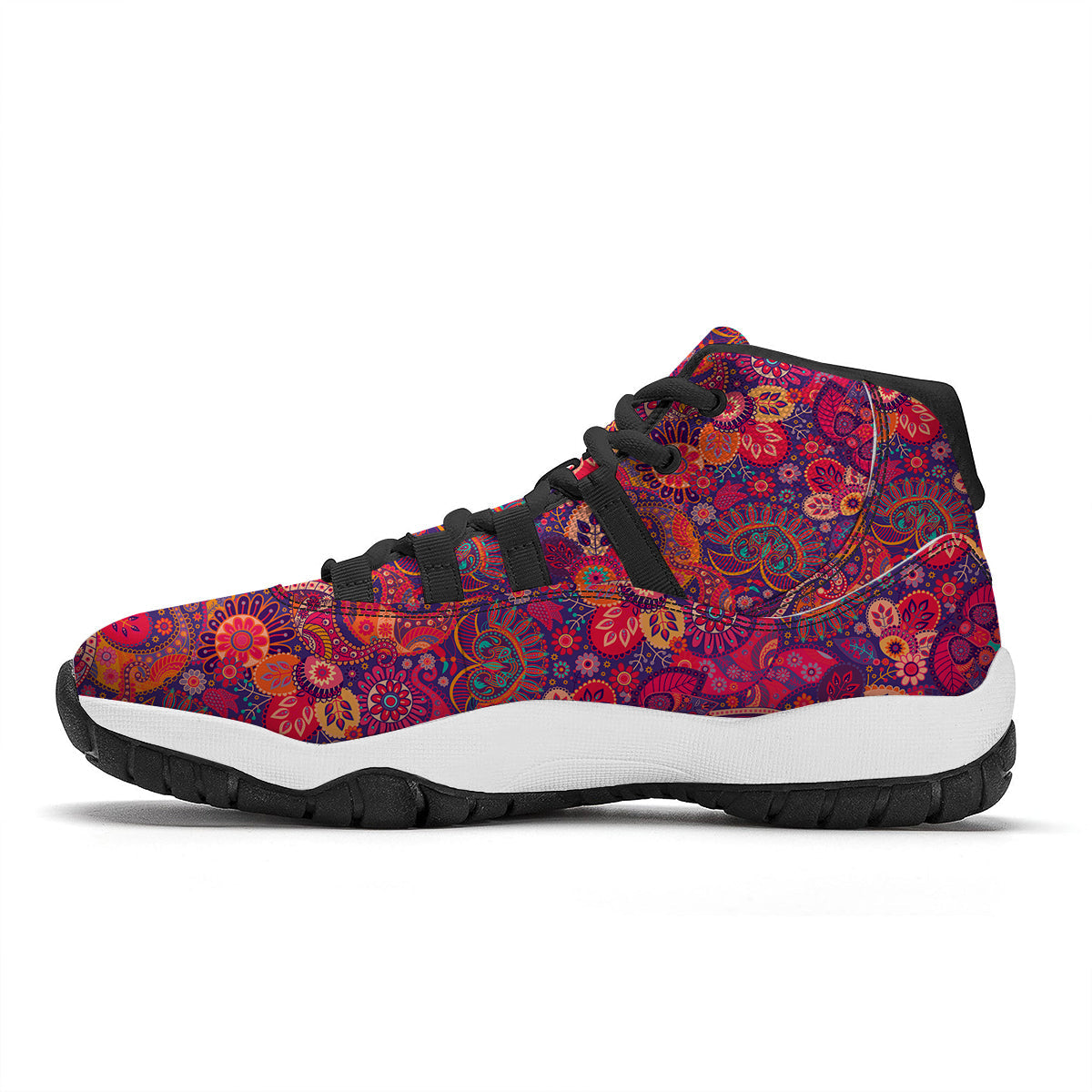Pink Purple Paisley Black Bball Shoes-grizzshop