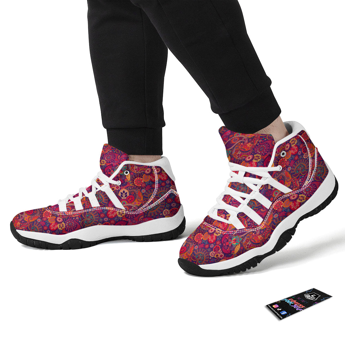 Pink Purple Paisley White Bball Shoes-grizzshop