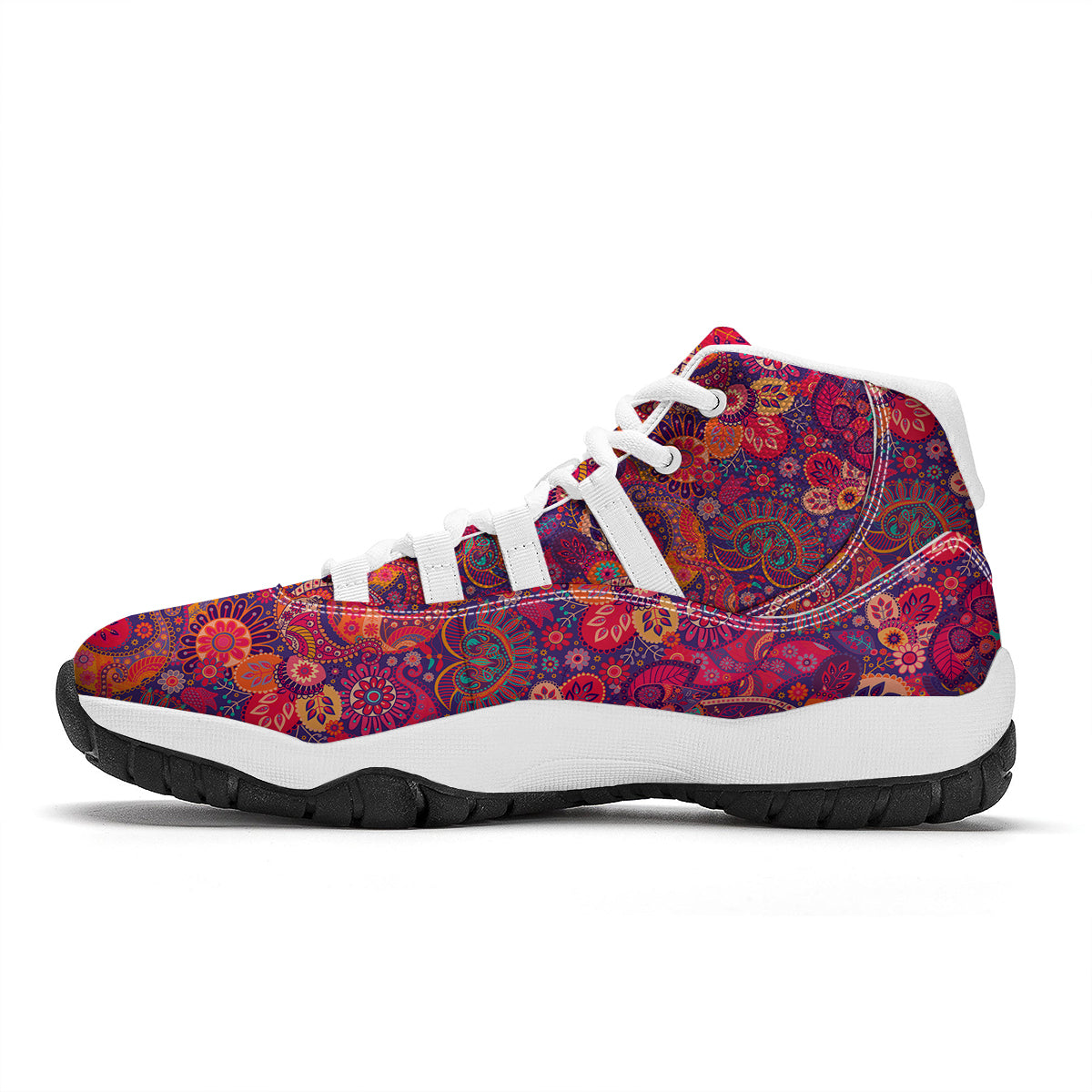 Pink Purple Paisley White Bball Shoes-grizzshop