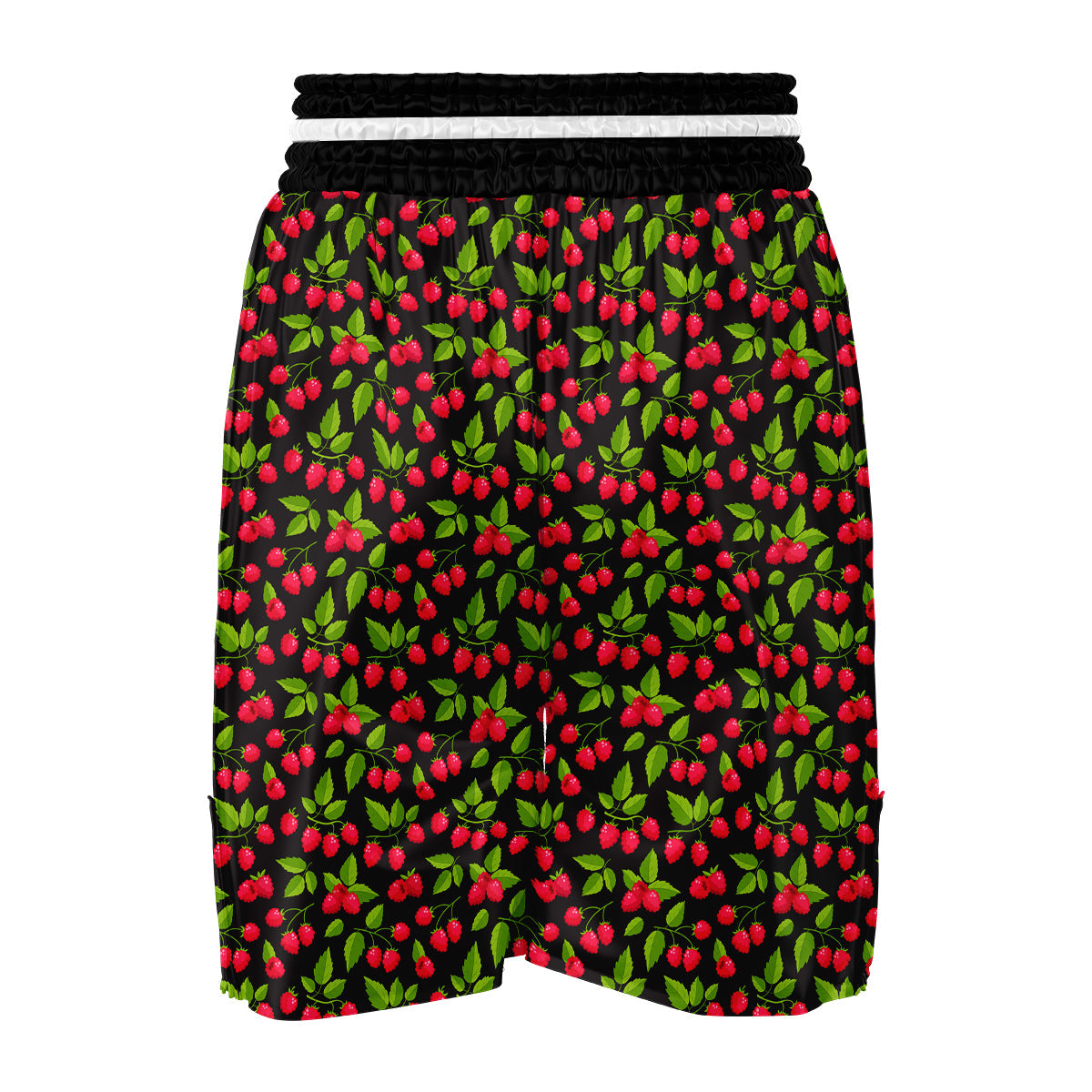 Pink Raspberry With Leaf Print Pattern Boxing Shorts-grizzshop