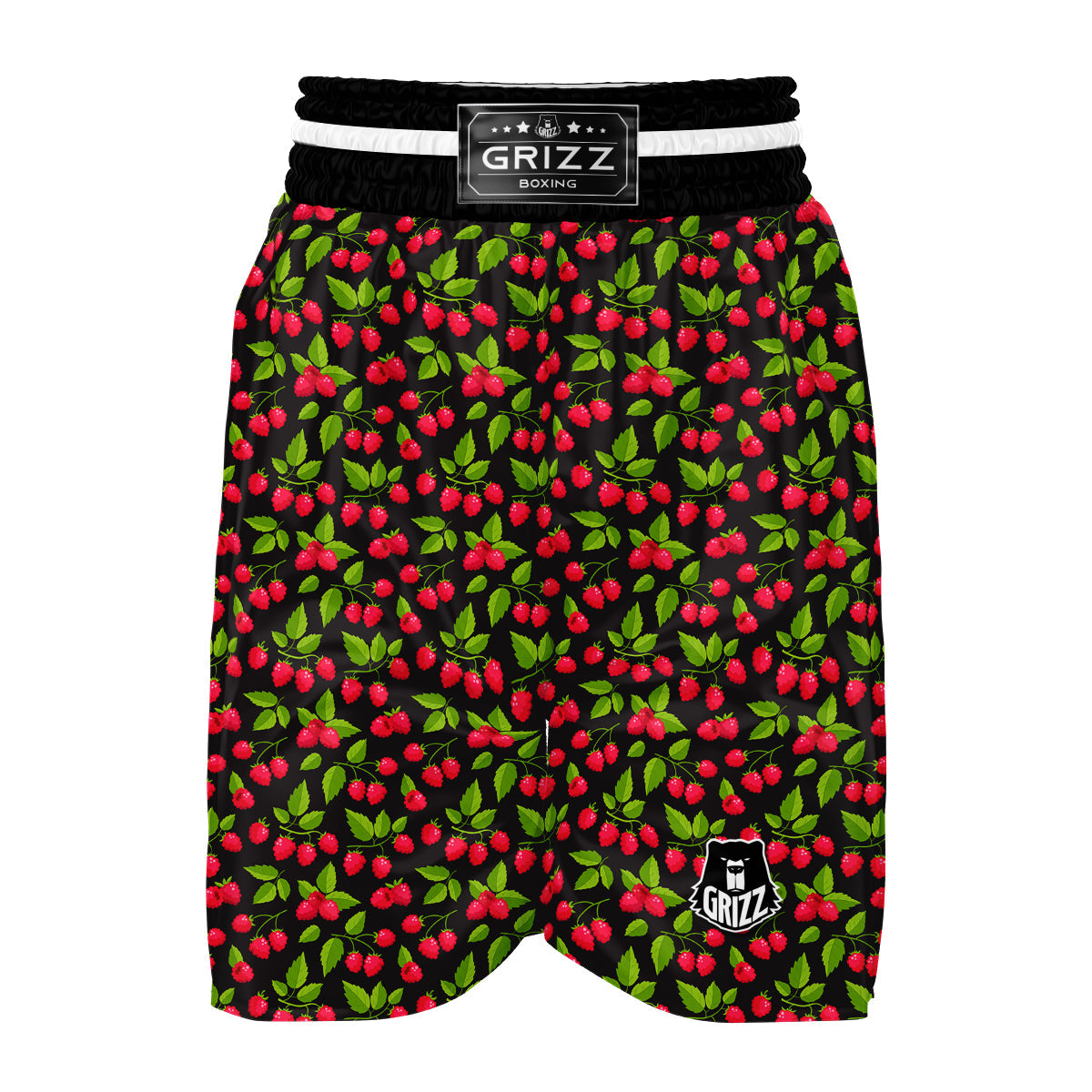 Pink Raspberry With Leaf Print Pattern Boxing Shorts-grizzshop