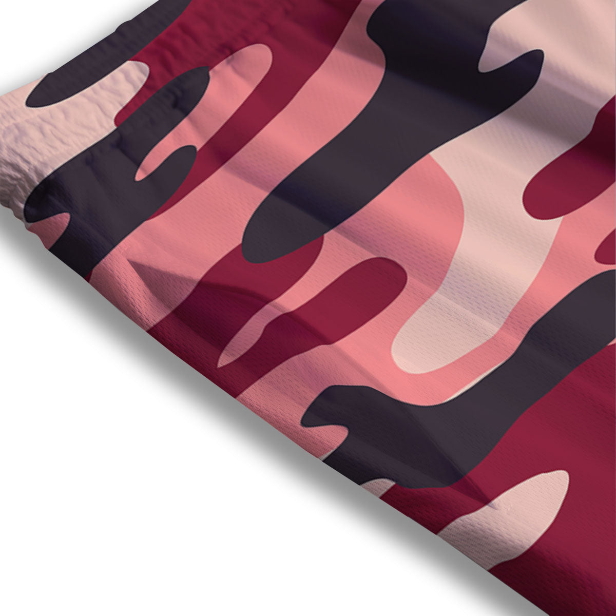Pink Red And Black Camouflage Print Mesh Shorts