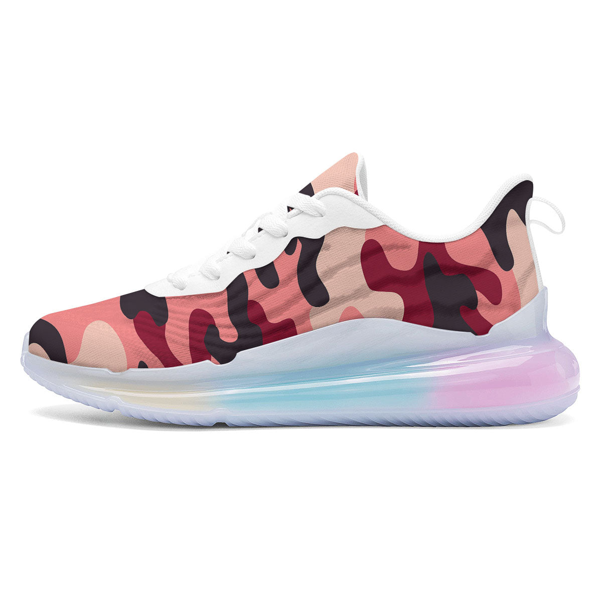 Pink Red And Black Camouflage Print Running Sneakers-grizzshop