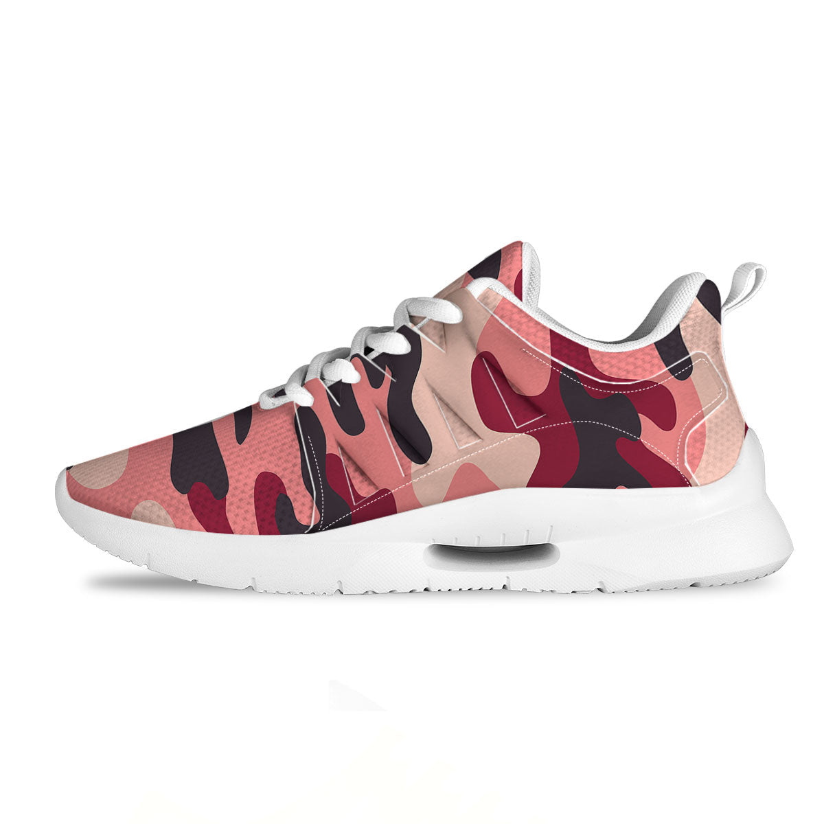 Pink Red And Black Camouflage Print Tennis Shoes-grizzshop