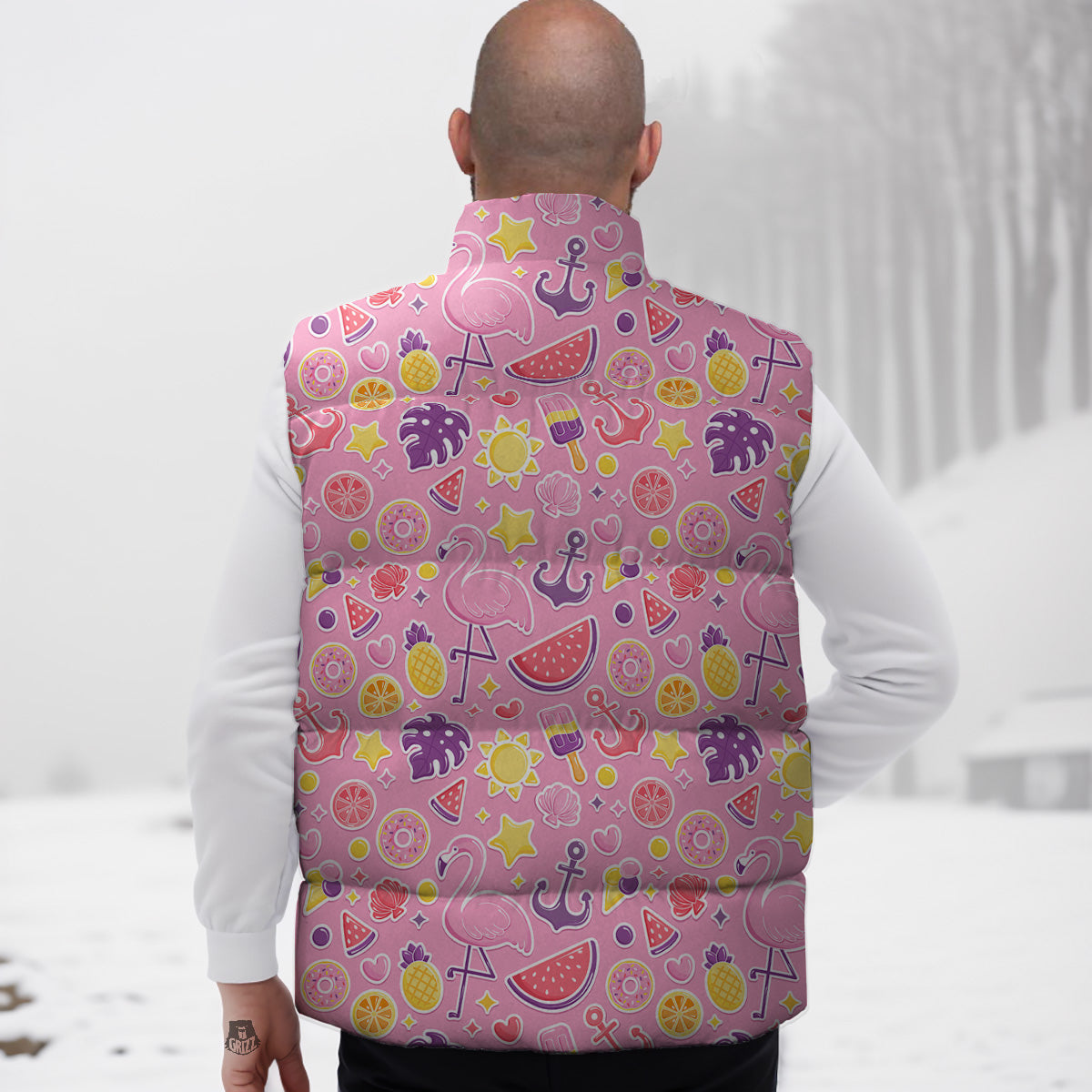 Pink Ribbon Breast Cancer Awareness Pattern Print Down Vest