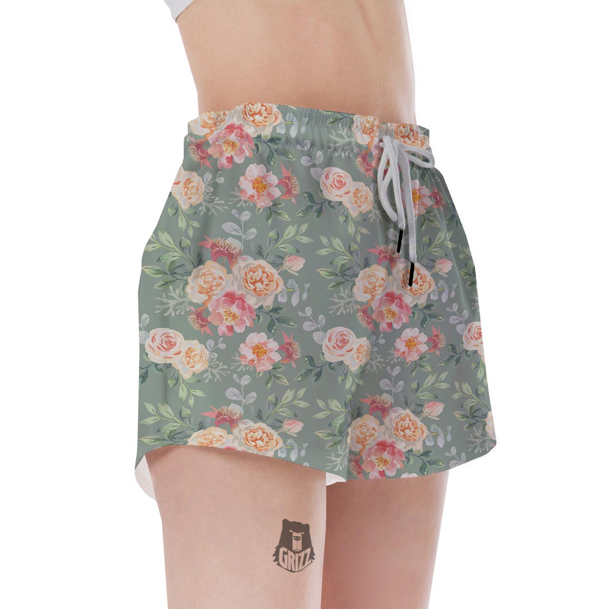 Pink Rose And Peony Floral Women's Shorts-grizzshop