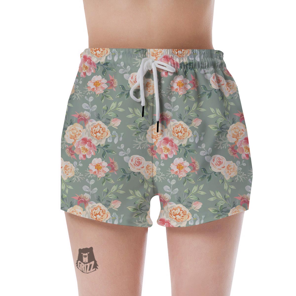 Pink Rose And Peony Floral Women's Shorts-grizzshop