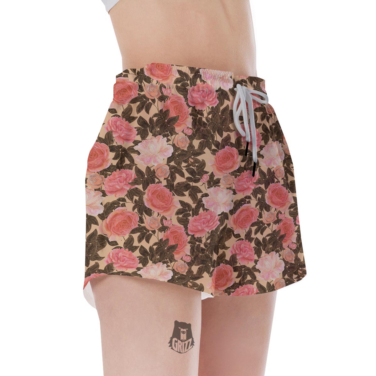 Pink Rose Floral Women's Shorts-grizzshop