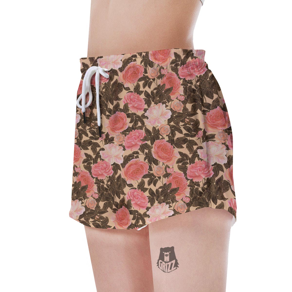 Pink Rose Floral Women's Shorts-grizzshop