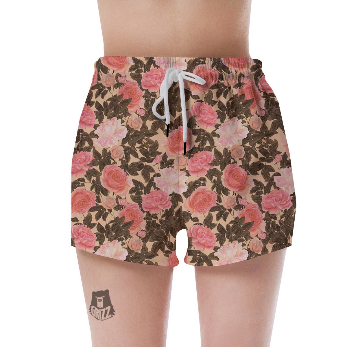 Pink Rose Floral Women's Shorts-grizzshop