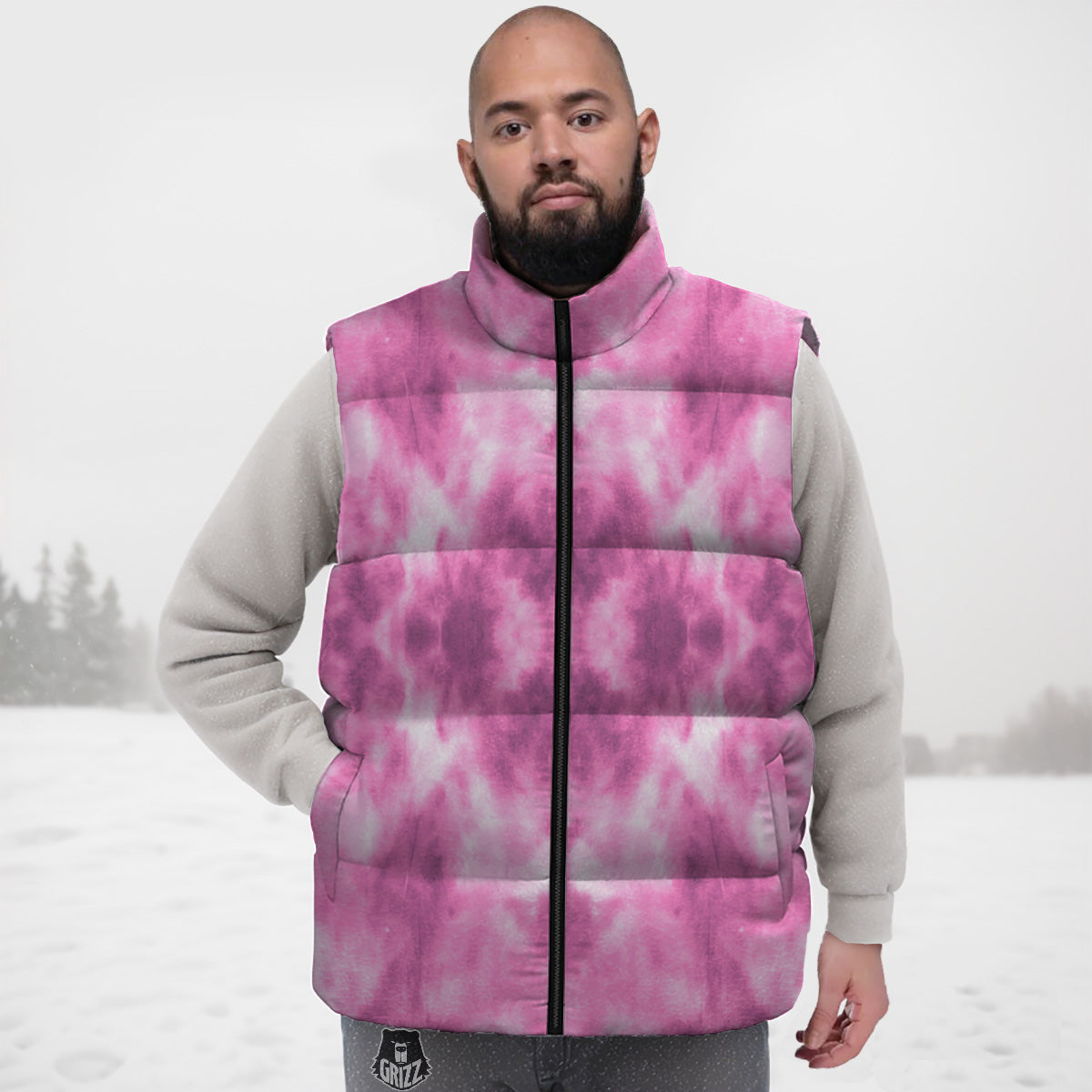 Pink Rose Hedgehogs Down Vest-grizzshop