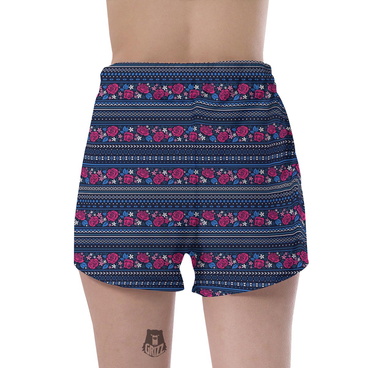 Pink Rose Tribal Aztec Women's Shorts-grizzshop