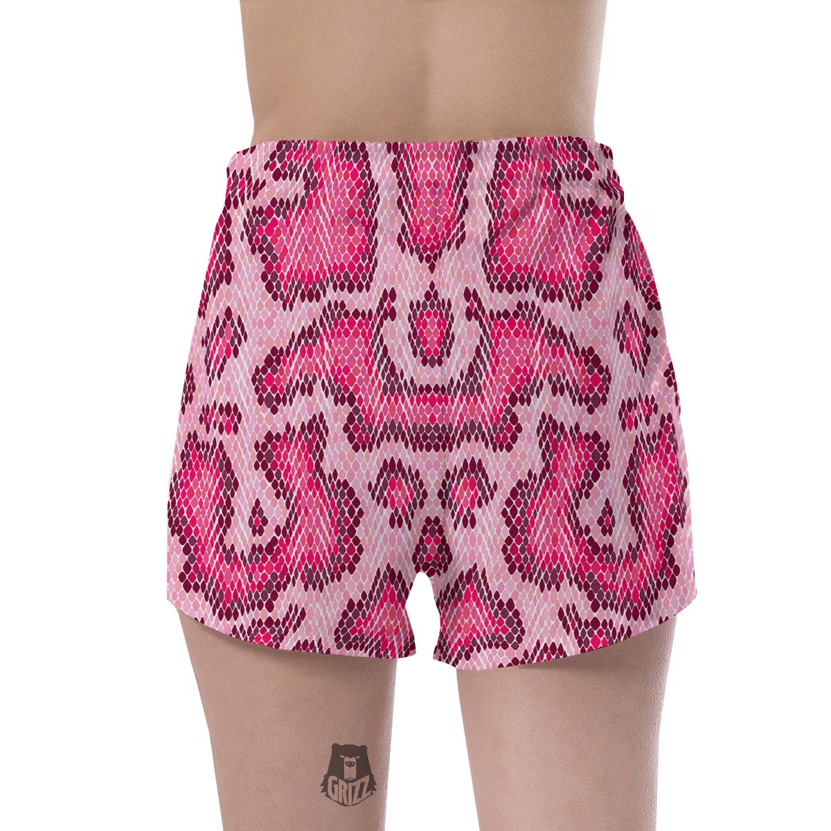 Pink Snakeskin Print Women's Shorts-grizzshop