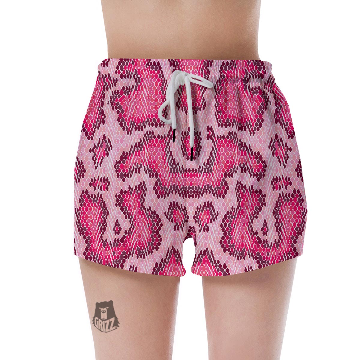 Pink Snakeskin Print Women's Shorts-grizzshop