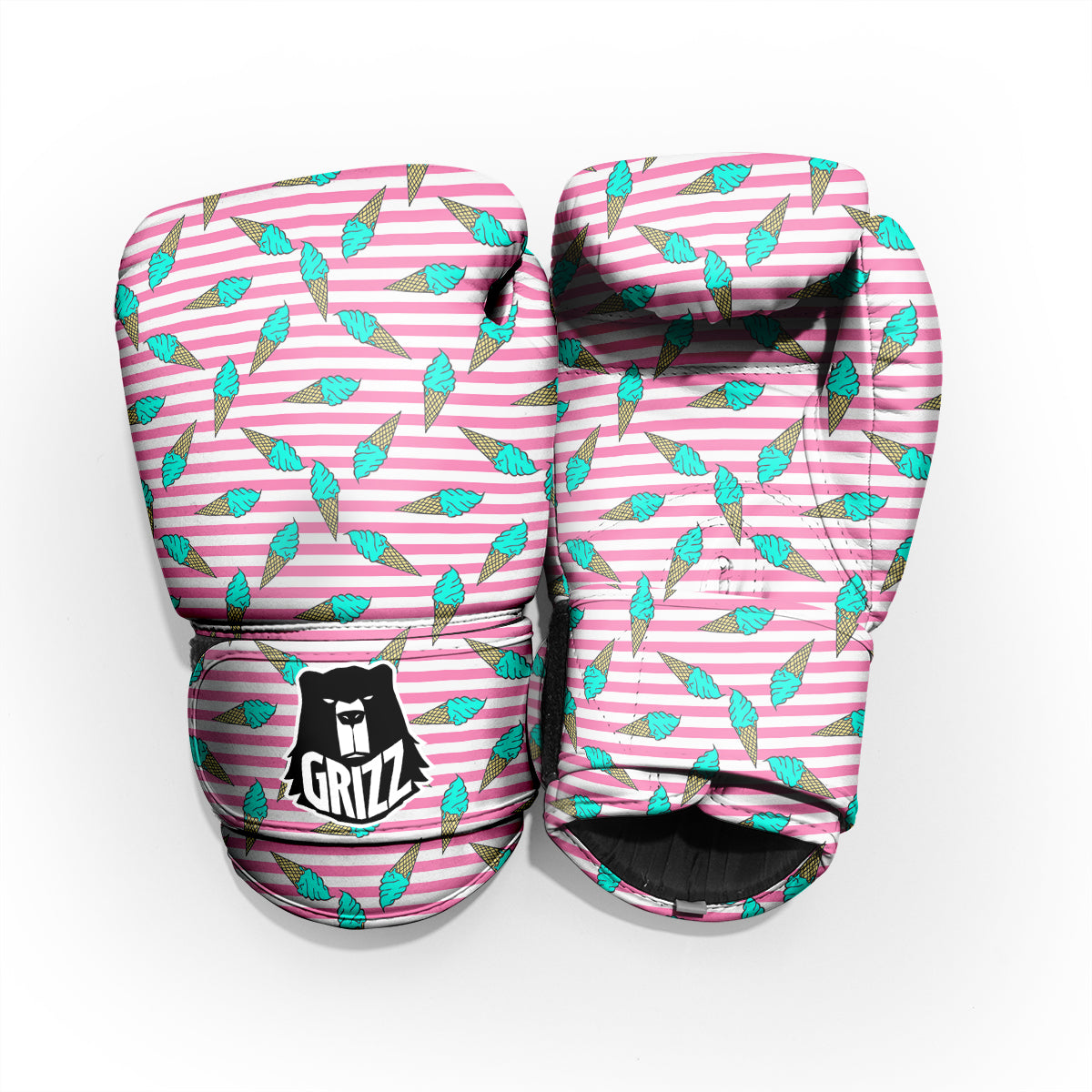 Pink Striped Ice Creams Print Pattern Pro Boxing Glove