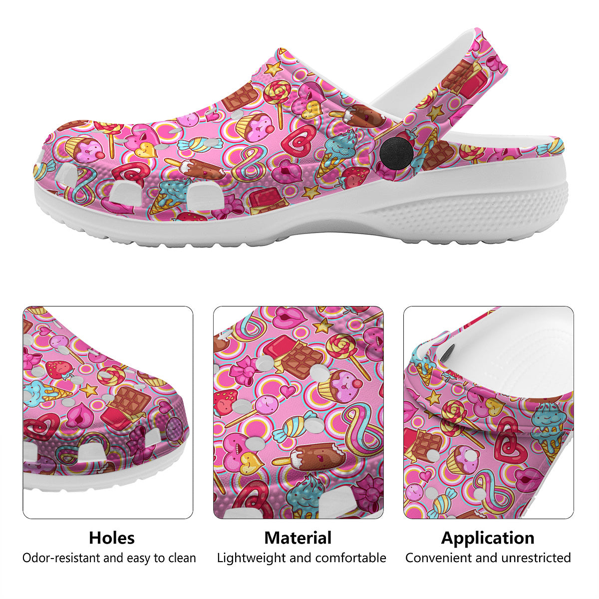 Pink Sweet Candy Print Pattern Clog-grizzshop