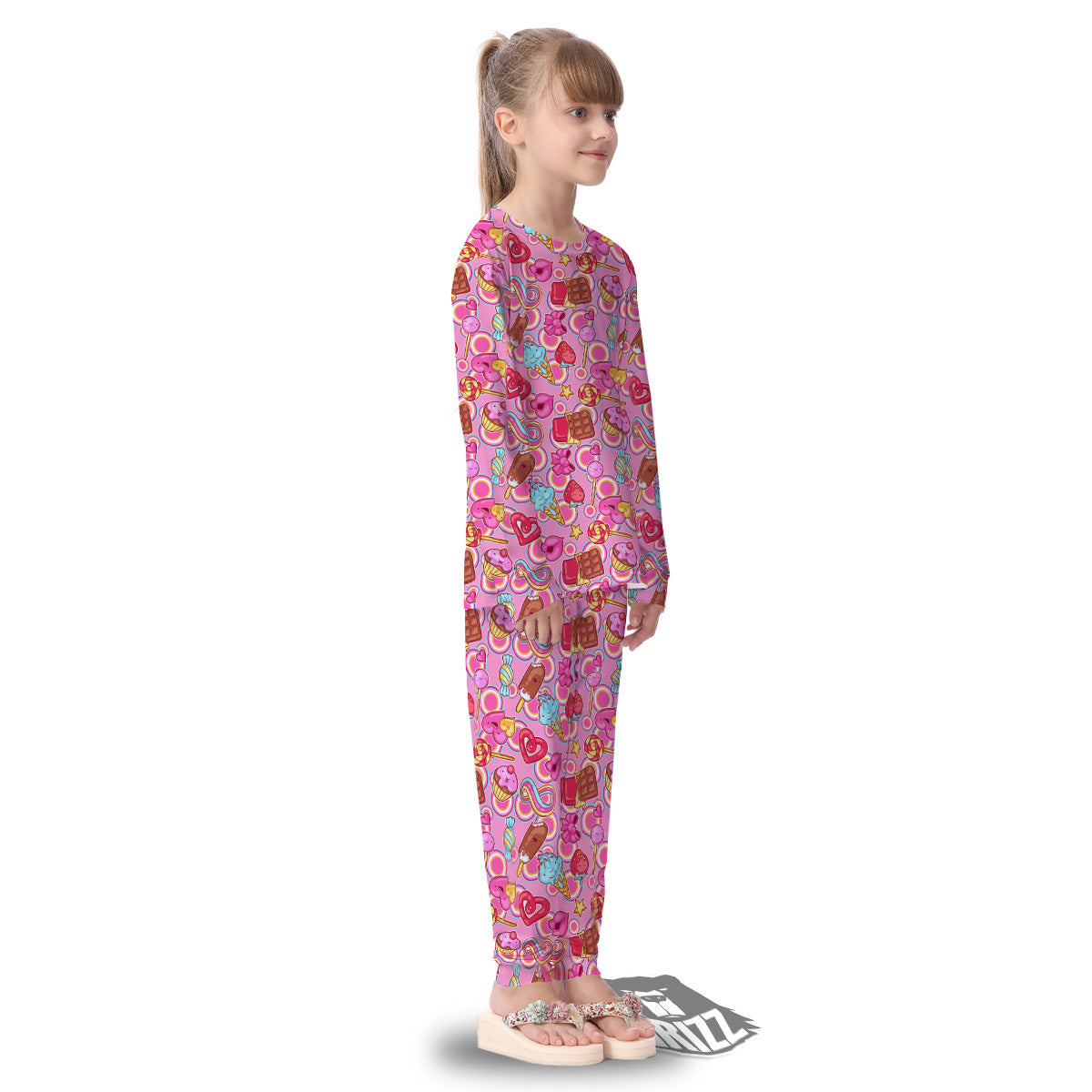 Pink Sweet Candy Print Pattern Kid's Pajamas-grizzshop
