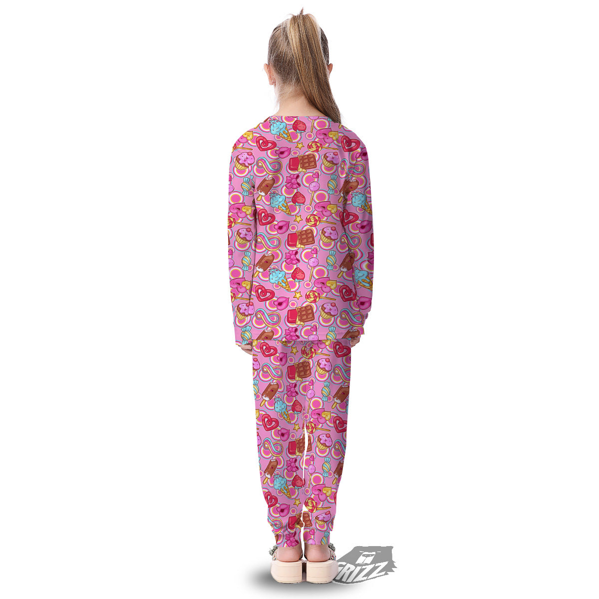Pink Sweet Candy Print Pattern Kid's Pajamas-grizzshop
