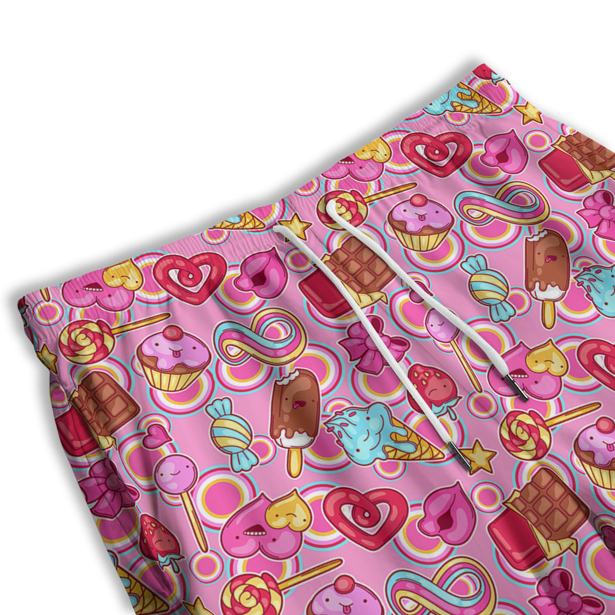 Pink Sweet Candy Print Pattern Men's Athletic Shorts