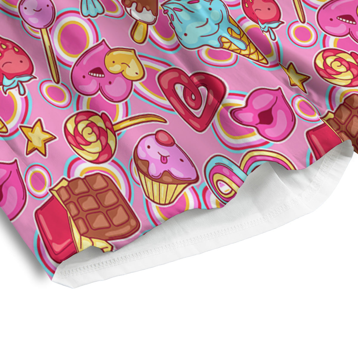 Pink Sweet Candy Print Pattern Men's Athletic Shorts