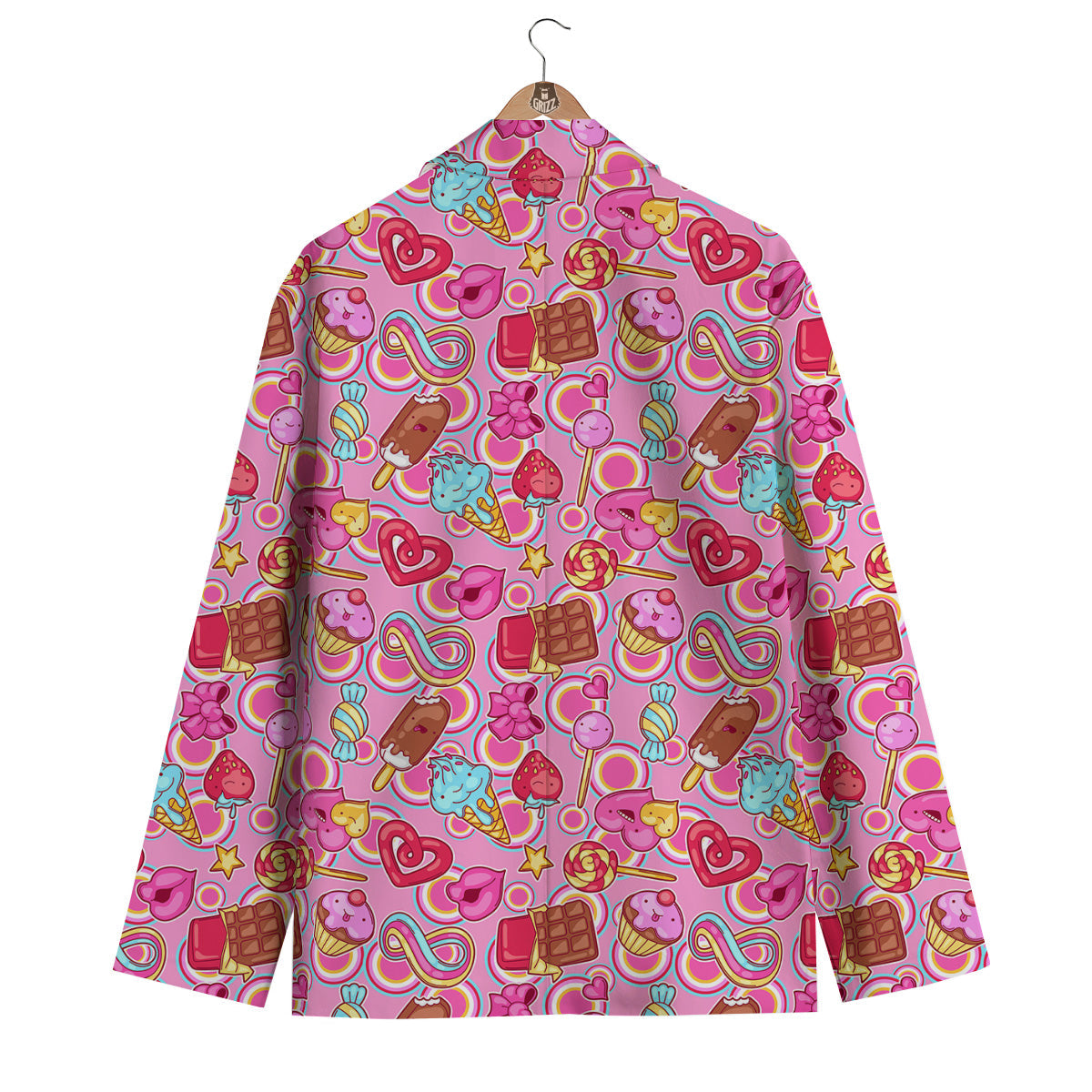 Pink Sweet Candy Print Pattern Men's Blazer-grizzshop
