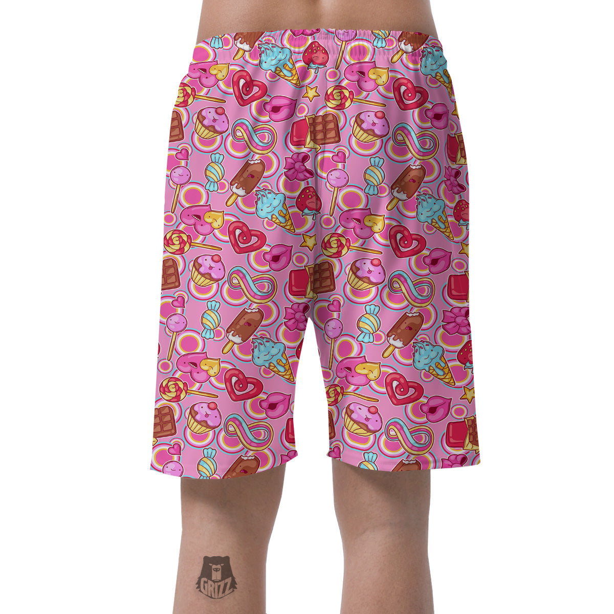 Pink Sweet Candy Print Pattern Men's Shorts-grizzshop