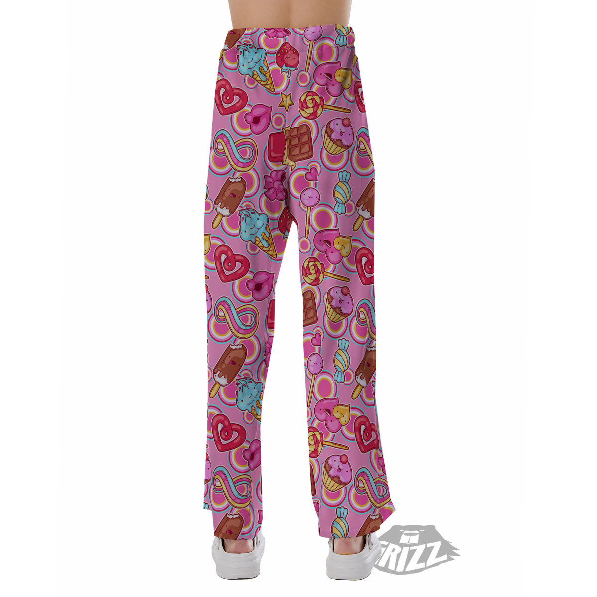 Pink Sweet Candy Print Pattern Pajama Pants-grizzshop