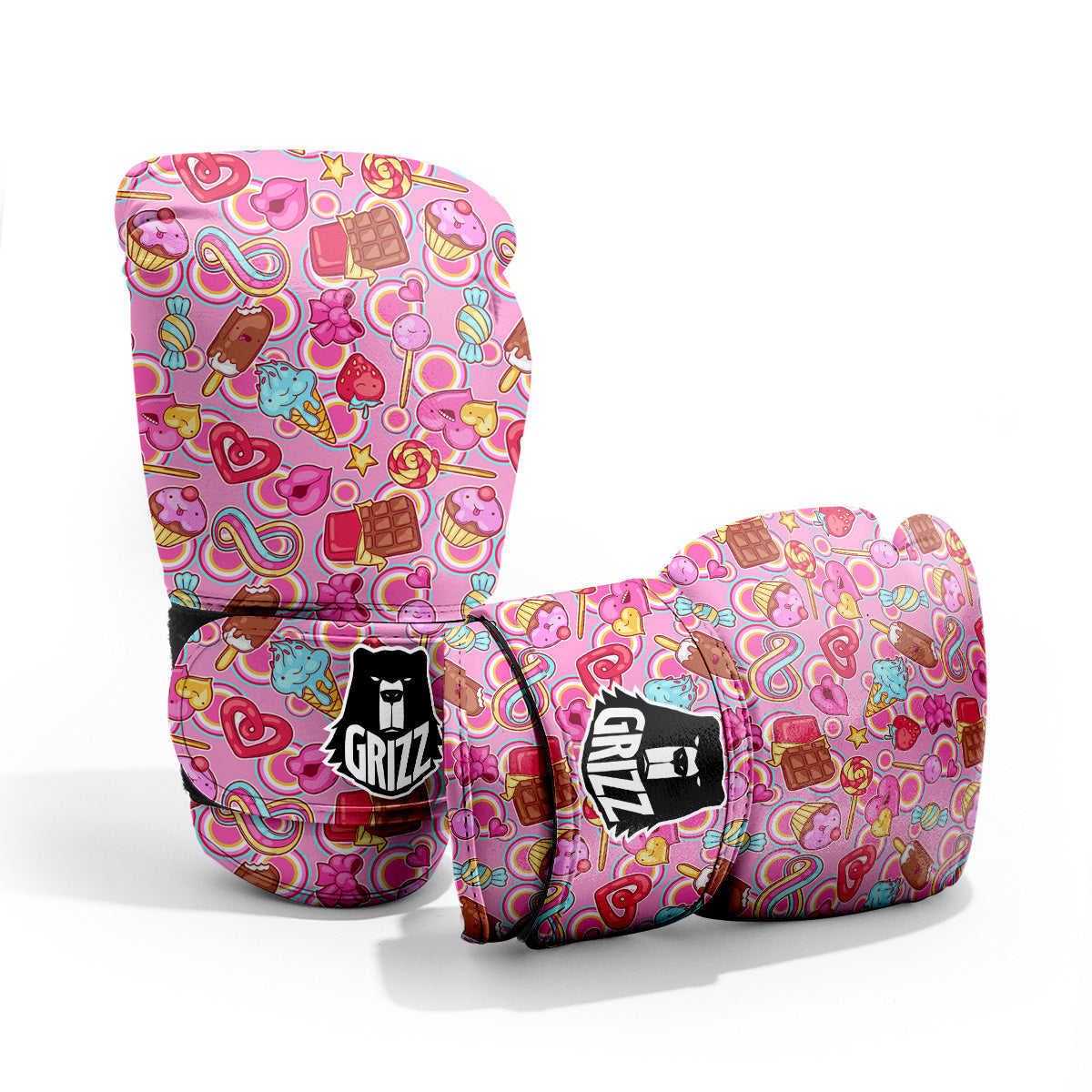 Pink Sweet Candy Print Pattern Pro Boxing Glove