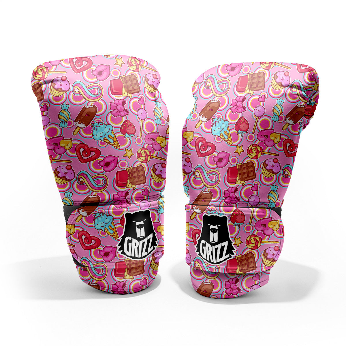 Pink Sweet Candy Print Pattern Pro Boxing Glove