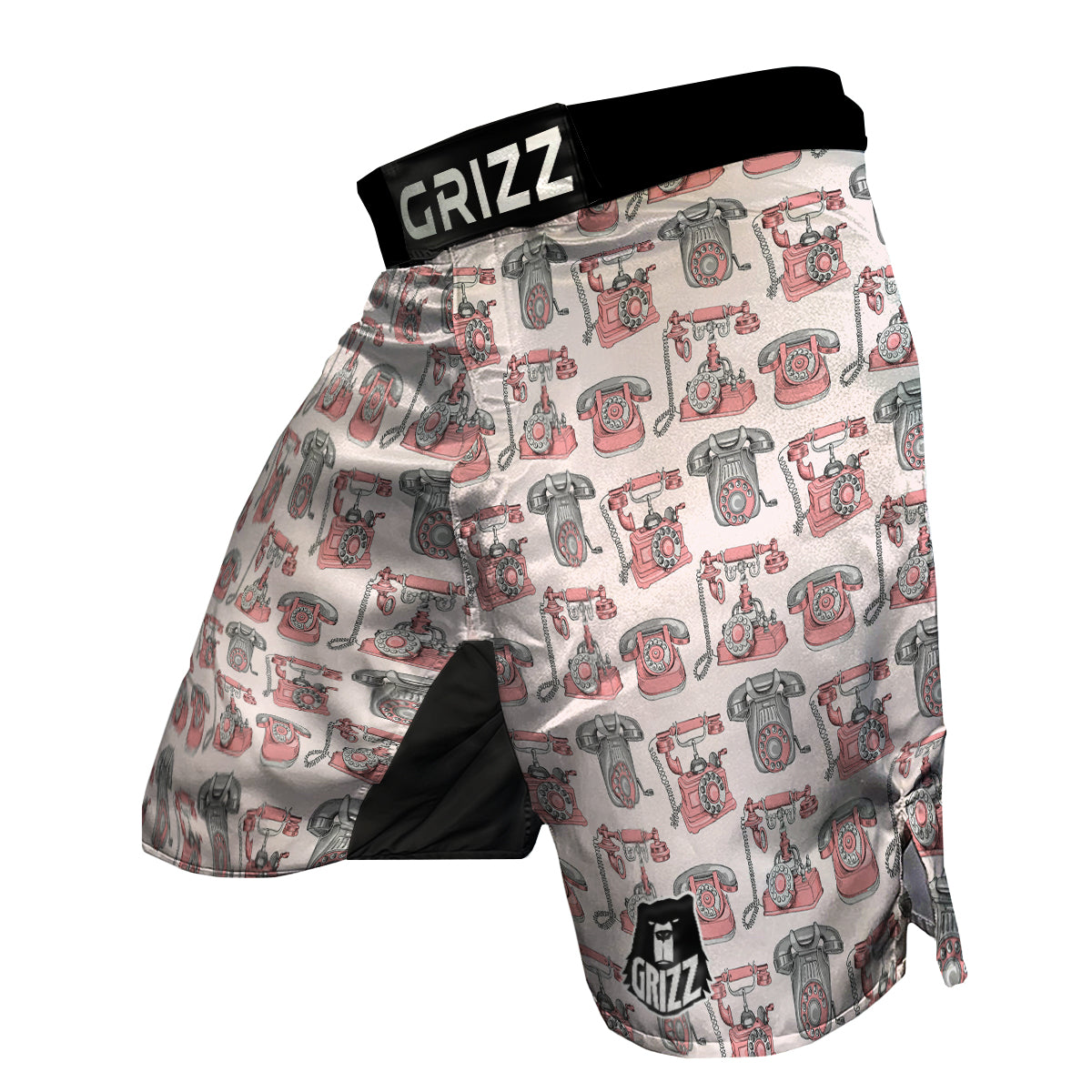 Pink Telephone Print Pattern MMA Shorts-grizzshop