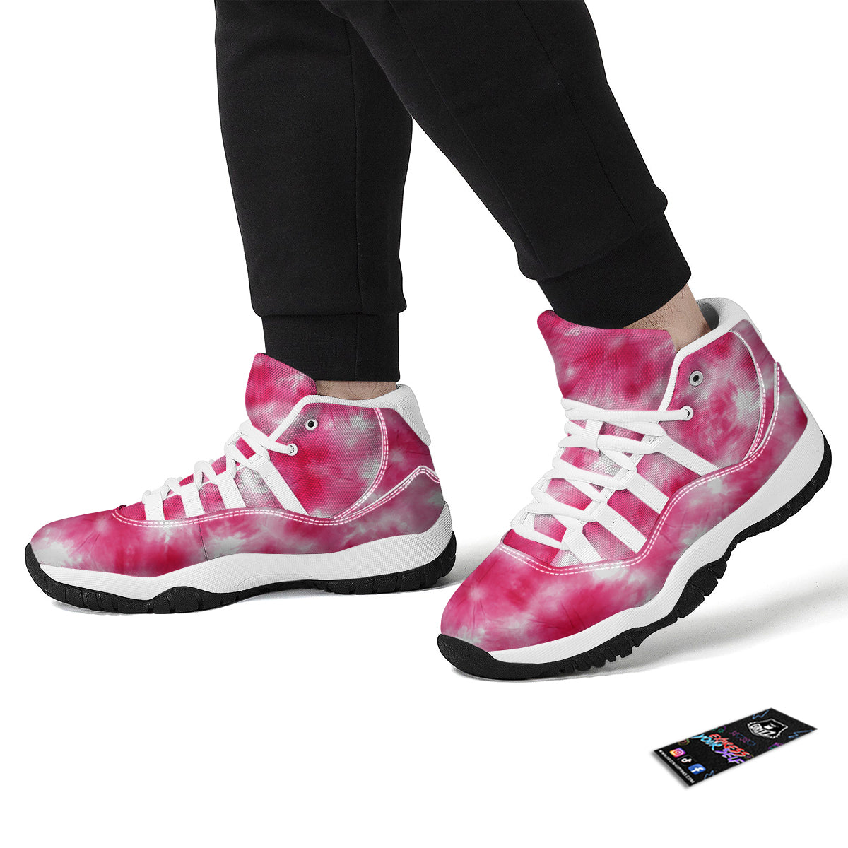 Pink Tie Dye Shibori White Bball Shoes-grizzshop
