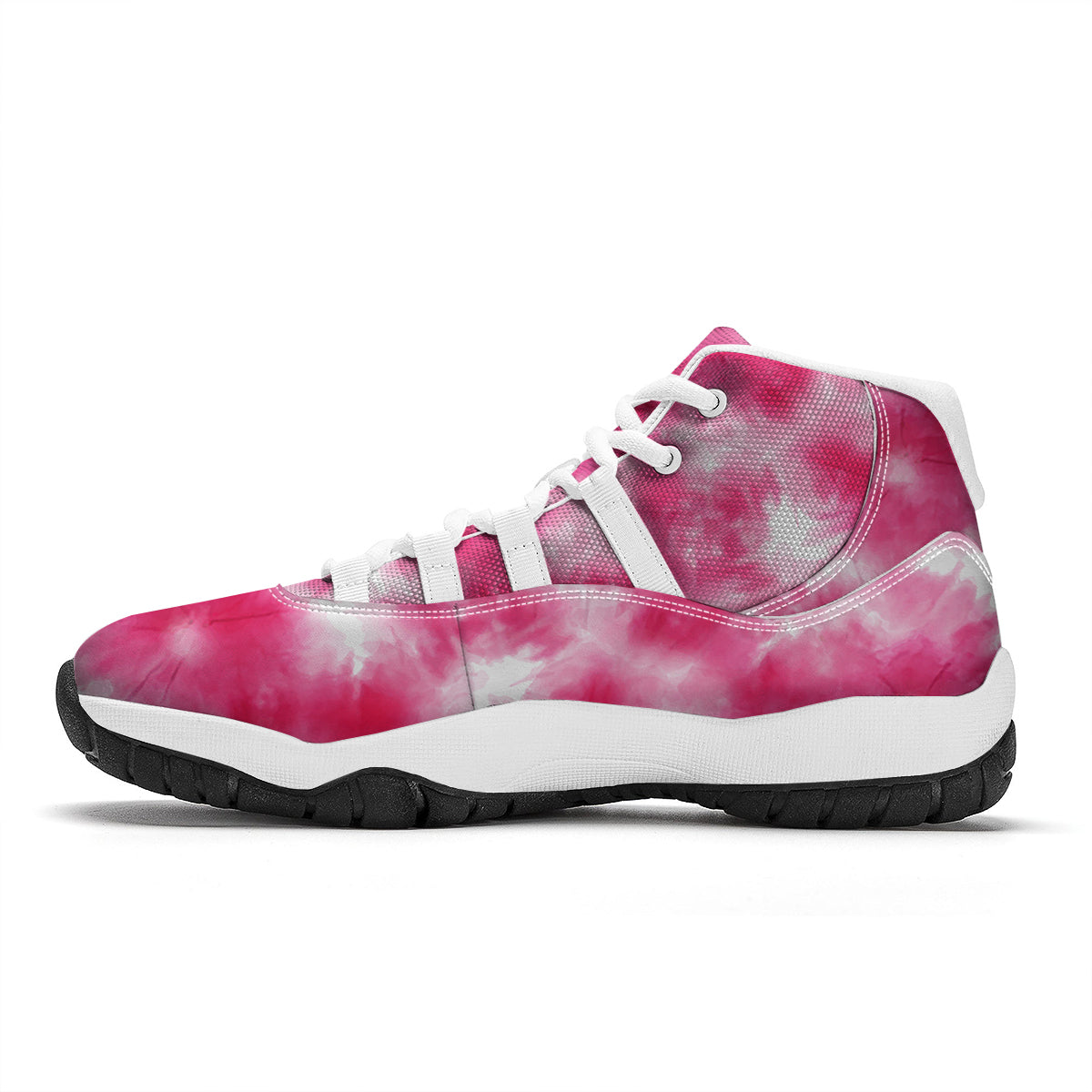 Pink Tie Dye Shibori White Bball Shoes-grizzshop