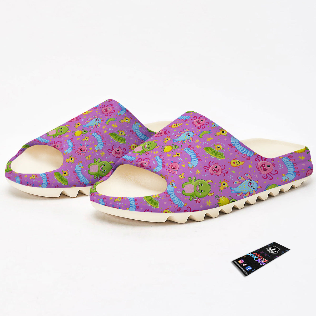 Pink Alien And Cute Monsters Print Pattern Sandals-grizzshop