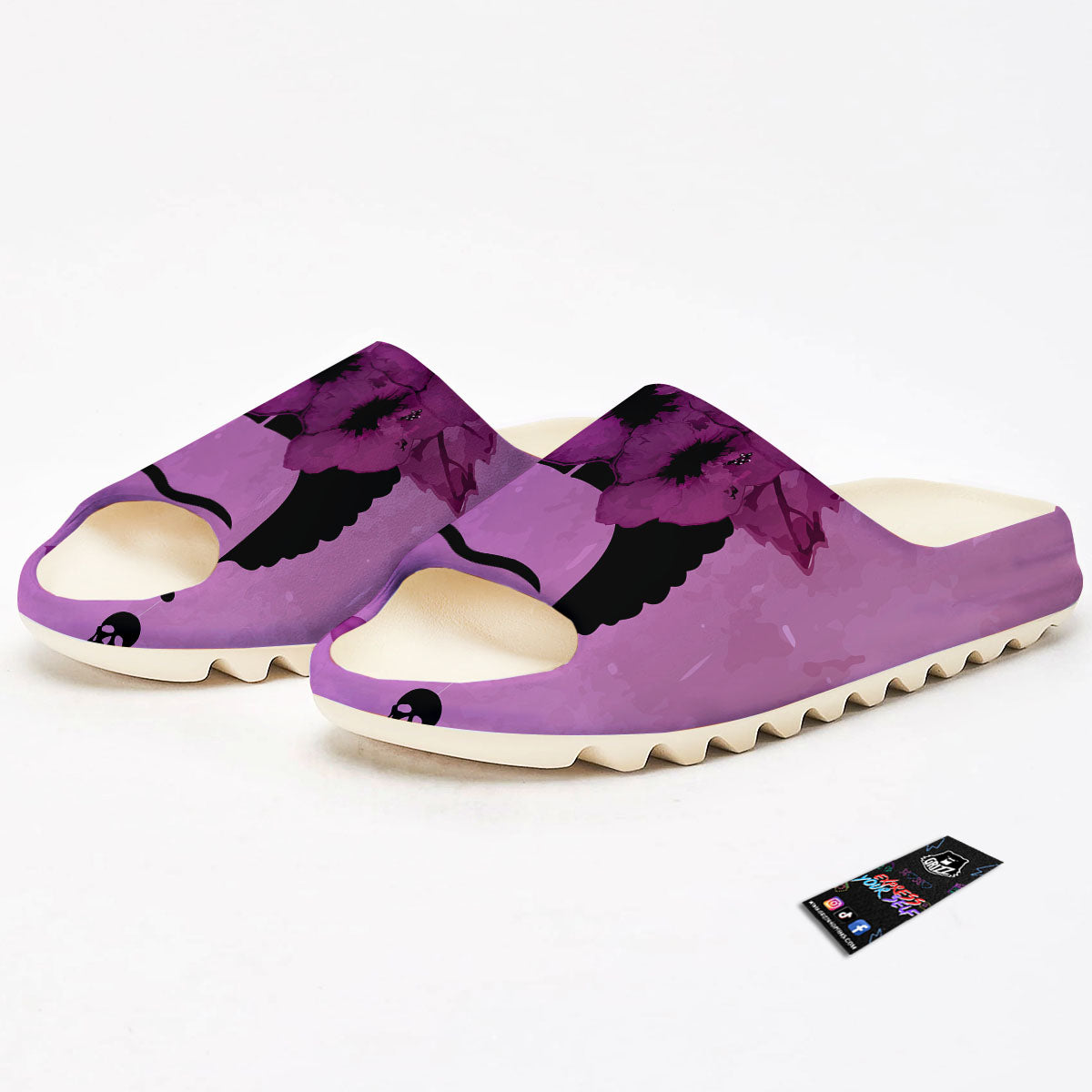 Pink Floral And Frida Kahlo Print Sandals-grizzshop
