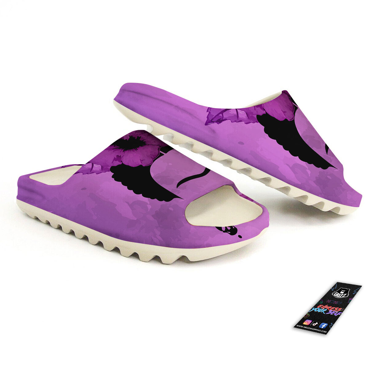 Pink Floral And Frida Kahlo Print Sandals-grizzshop