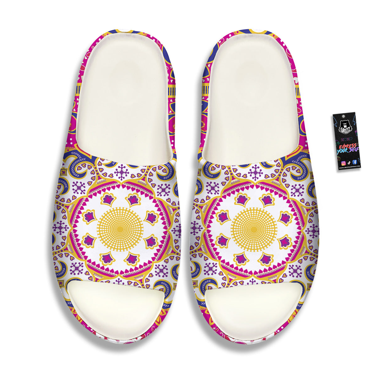 Pink Paisley And Mandala Print Sandals-grizzshop