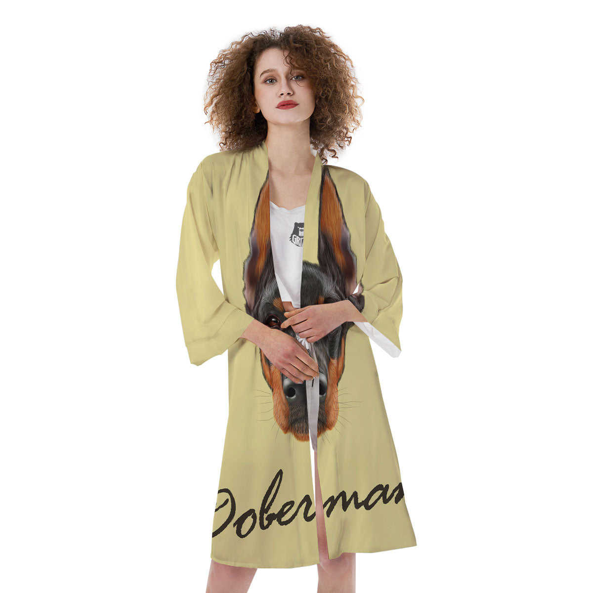 Pinscher Doberman Print Kimono-grizzshop