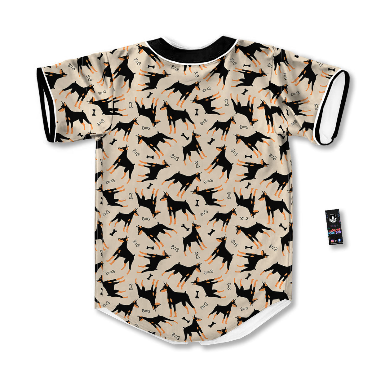 Pinscher Doberman Print Pattern Baseball Jersey-grizzshop
